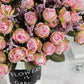 1pc Artificial Rose, Fake Plastic Flowers, 5 Forks 15 Heads Artificial Flower Stem For Home Table Decorative Fake Plants Plastic Flower Wedding Arrangement