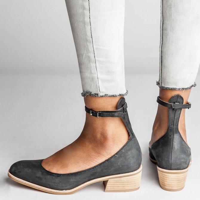 Women Adjustable Ankle Strap Slip-on Pump Sandals *