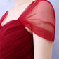 Cute Burgundy Tulle Short Prom Dress - Veooy