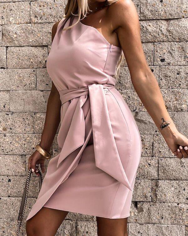 Solid Sleeveless Bodycon Above Knee Party Dresses