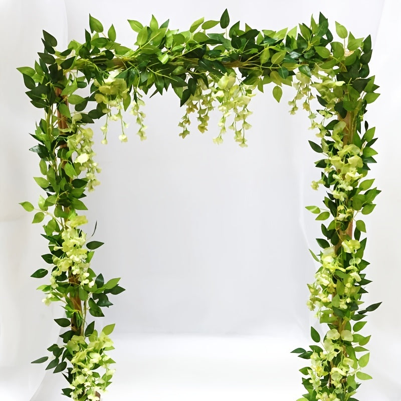 1pc 2 Meters/6.56ft Fake Hydrangea Leaf Vine, Decorative Plants Vine, Wall Arrangement Home Bathroom Decoration Accessories Artificial Flowers