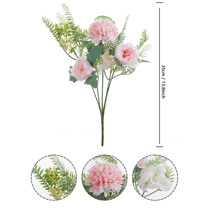 1pc 5 Branches Artificial Chrysanthemum, Simulation Fabric Flowers Fake Floral Decoration For DIY Bouquets, 13.78inch