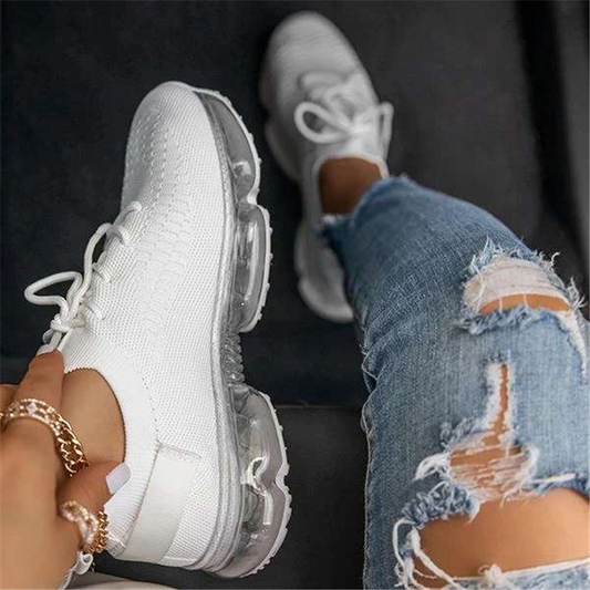 Lace-Up Lace-Up Round Toe Plain Sneakers *