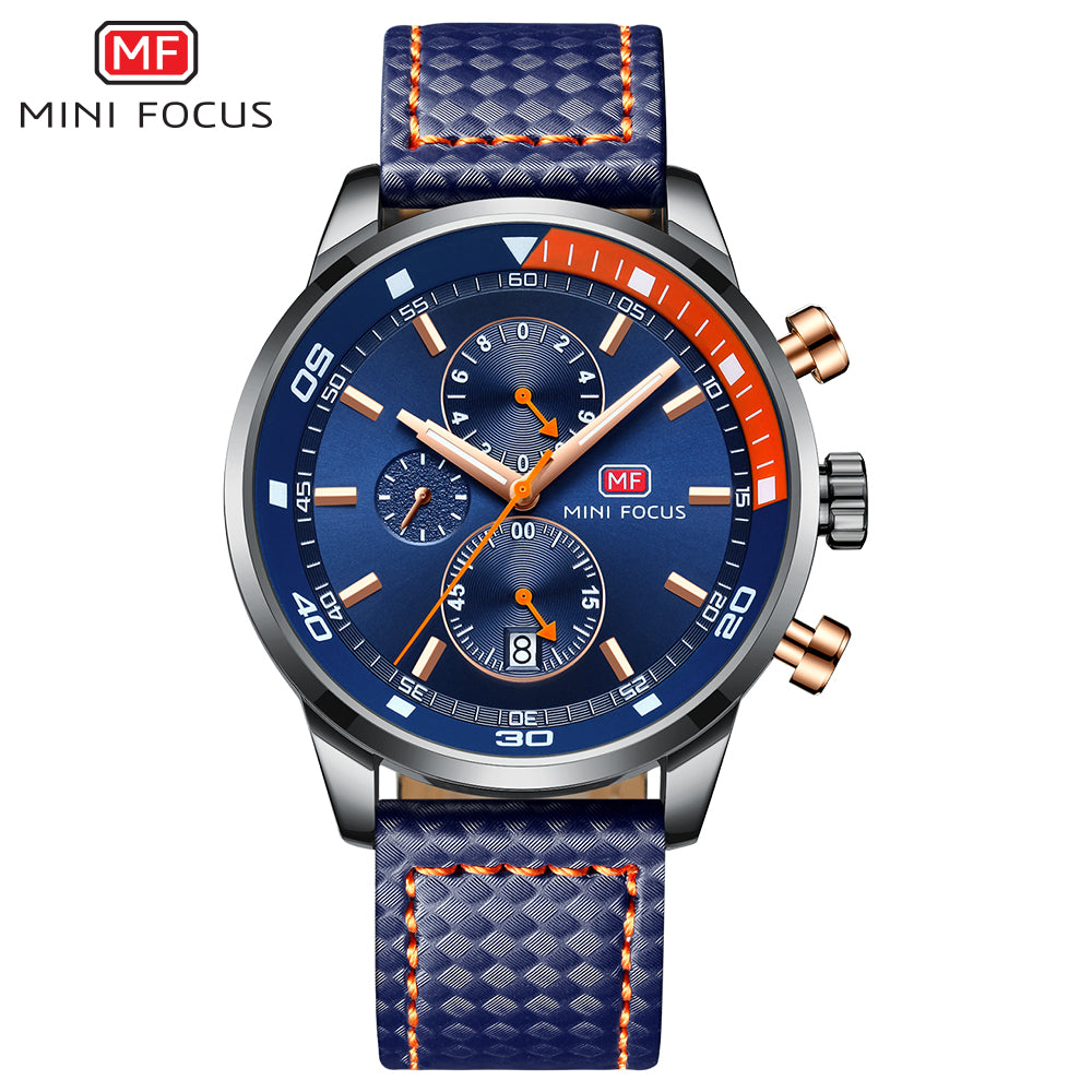 MF Mini Focus Mens Analog Watch Chronograph Waterproof Business Quartz Wrist Watches for Mens Gift - veooy