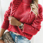 Solid Cable-knit Turtleneck Casual Sweaters