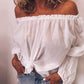 Casual Linen Cotton Off Shoulder Long Sleeve Solid Shirts & Tops