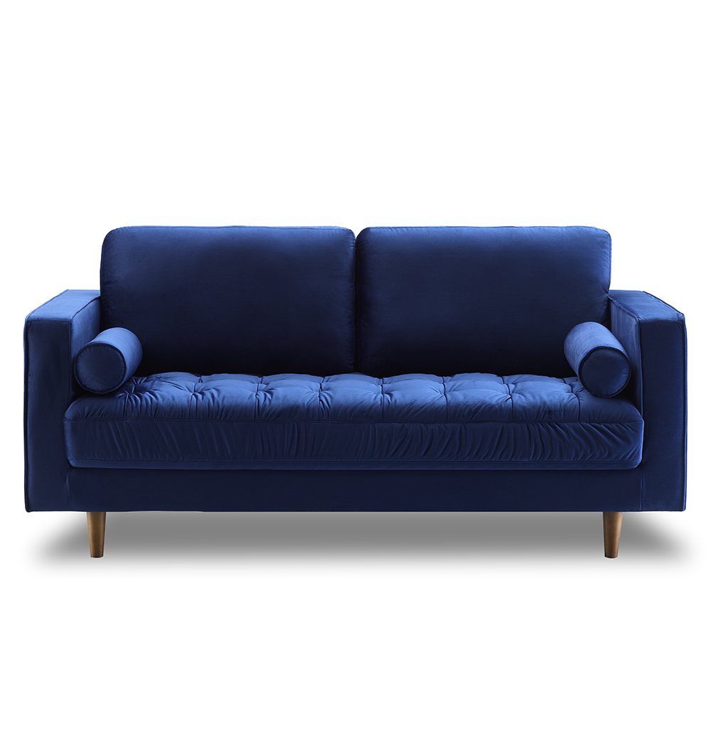 Bente - Tufted Blue Velvet Loveseat 2-Seater Sofa - Veooy