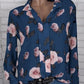 Women Plus Size Printed Floral Shirt Collar Long Sleeve Blouses