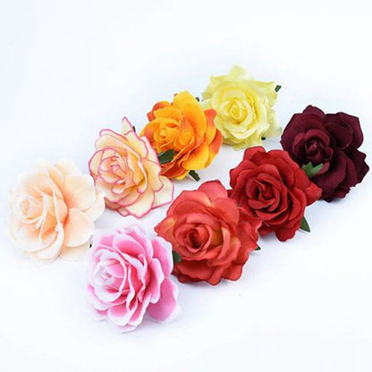 5pcs Mixed Color Simulated Rose Head, Fake Peony Flower Diy Handmade Rose Flower For Wedding Bride Headwear Accessories