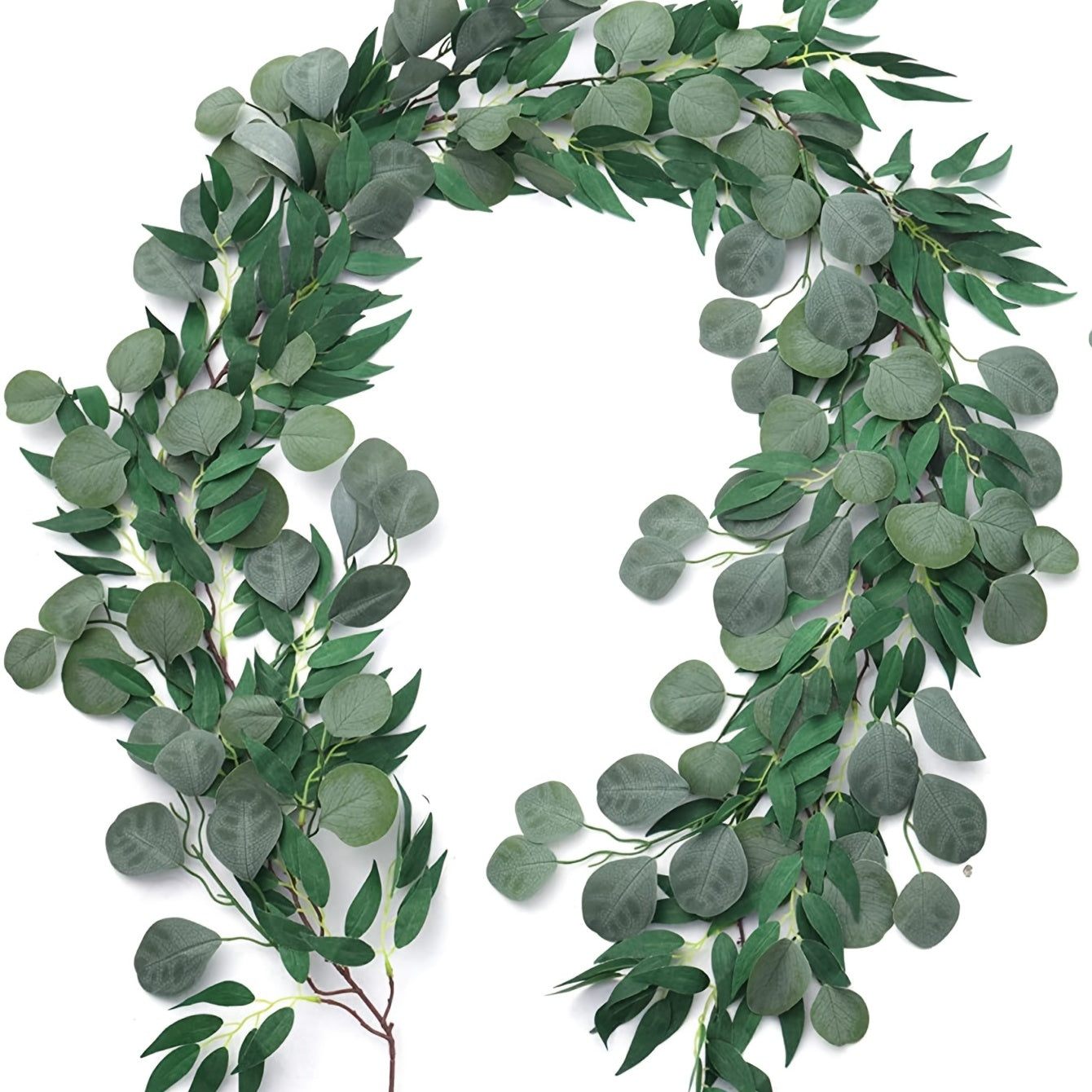 1pc/2pcs 195cm/76.78in Artificial Eucalyptus Garland With Willow Leaves, Fake Greenery Garland, Willow Vines Twigs Leaves