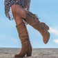 Women's Tassel Mid-Calf Boots Chunky Heel Boots *