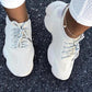 Low-Cut Upper Lace-Up Round Toe Plain Platform Sneakers *