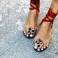 *Women Lace Up Leopard Sandals - Veooy