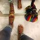 Women Daily Sexy Rainbow Buckle Strap Flat Heel Sandals .*