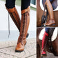 Women Horse Riding Booties Casual Lace-Up Boots *