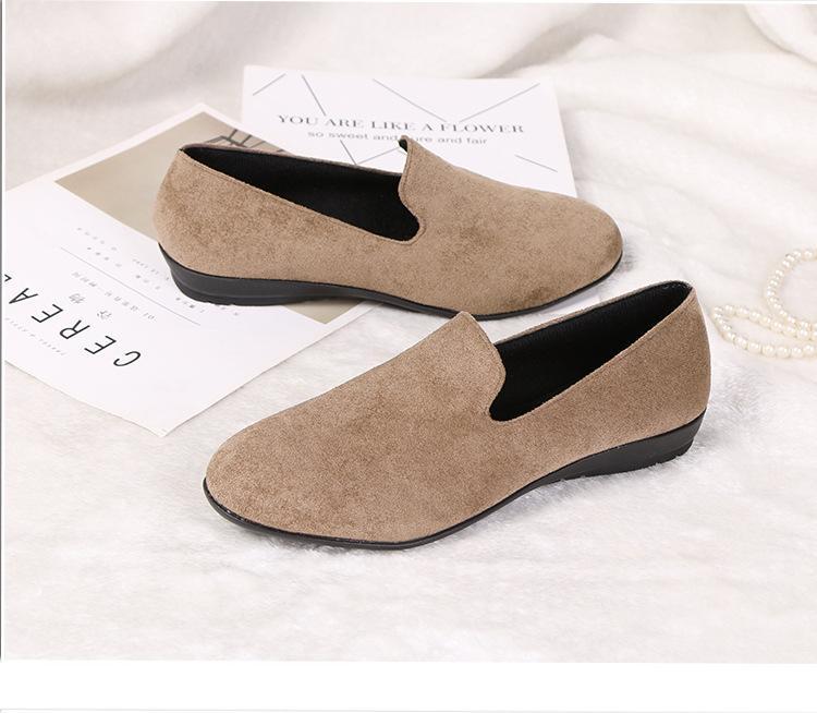 Slip on Comfortable Flat Loafers Simple Pure Color Artificial Suede Round Toe - veooy