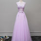 Custom Made Round Neck Tulle Long Prom Dress - Veooy
