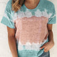 Women's T-shirt Geometric Color Block Crew Neck Tops Basic Top Blue Purple Blushing Pink