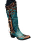 Women Retro Rivet Tassel Pendant High Boots *