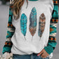 Women's Western Ethnic Feather Print Sweatshirt