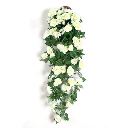 1pc Artificial Flowers Rattan, Fake Plants Vine, Decorative Wall Hanging Roses, Home Decor Accessories Wedding Decorative Fake Wreath