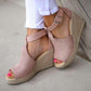 Women Chic Espadrille Wedges Adjustable Buckle Sandals *