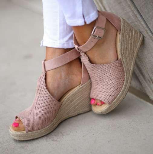 Women Chic Espadrille Wedges Adjustable Buckle Sandals *