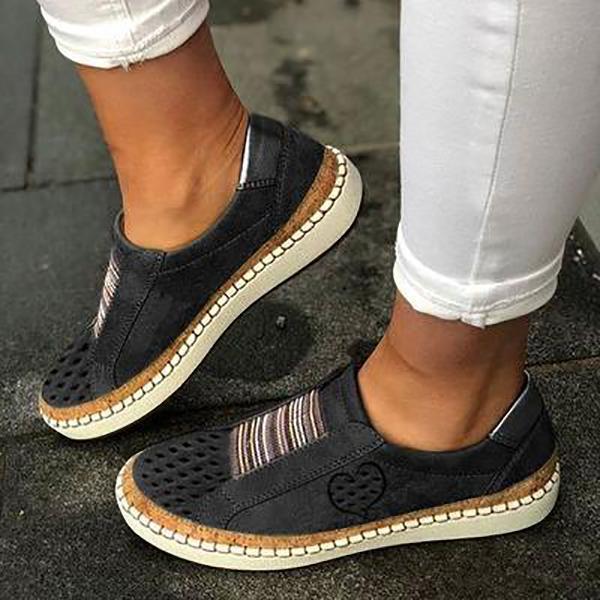 Daily Casual Flat Heart Printed Sneakers * - Veooy