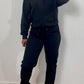 Black Fashion Casual Solid Zipper Hooded Collar Long Sleeve Two Pieces