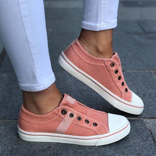 *Slide Canvas Round Toe Casual Outdoor Spring/fall Women Sneakers - Veooy