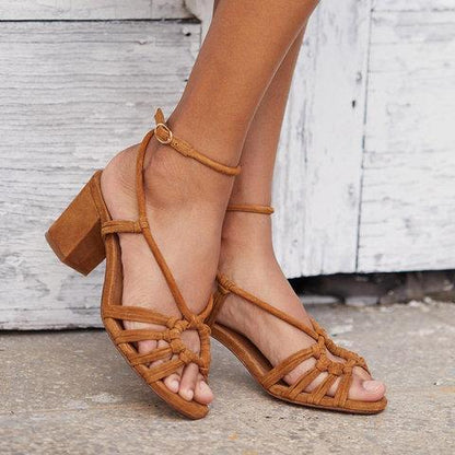 Women Ankle Strap Chunky Heels Sandals *