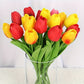 5pcs Artificial Flower 33CM/13IN, PU Plastic Tulips Silk Flower, Home Tabletop Kitchen Dining Table Wedding Decorations