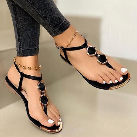 Leather Flat Heel Daily Sandals *