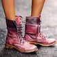 Classic Lace-Up Low-Heel Buskins Martin Boots * - Veooy