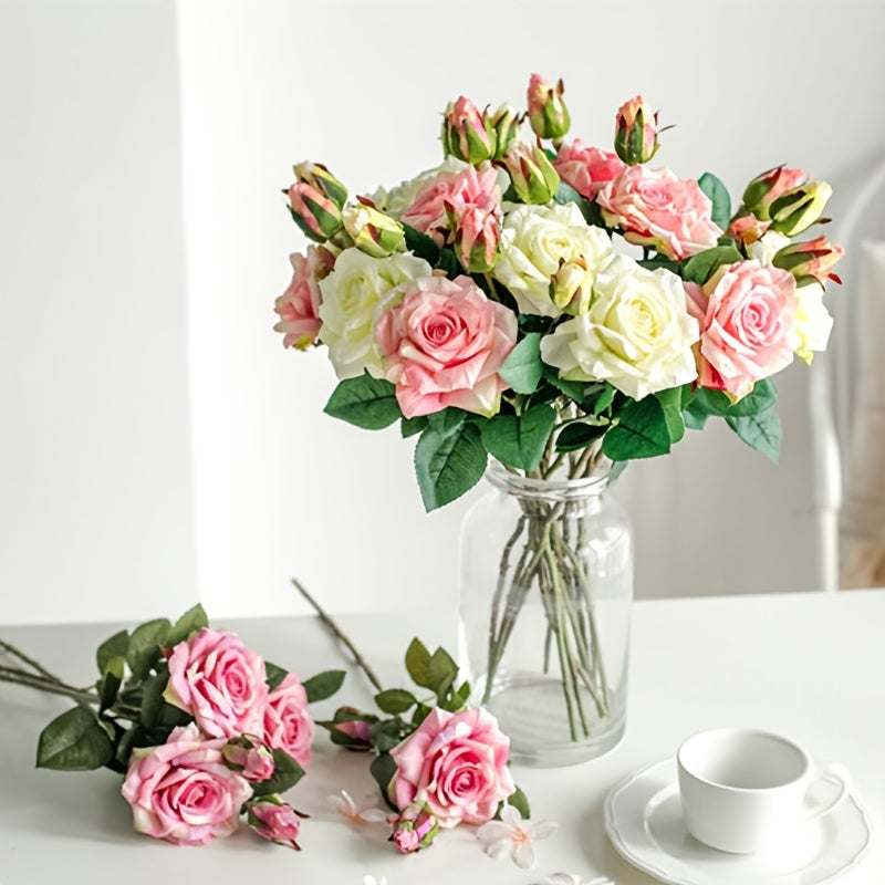 1pc Artificial Flowers, Silk Roses Stem, Beautiful Home Wedding Decoration, Retro Autumn Fake Plants Christmas Decor