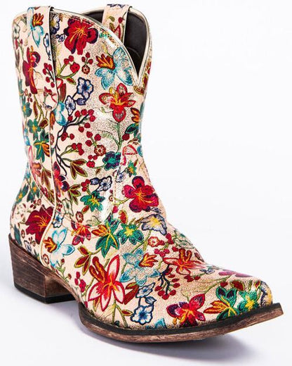 Flower Ankle Boots - Veooy