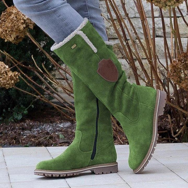 Fashion Flat Zipper Knee High Snow Boots * - Veooy
