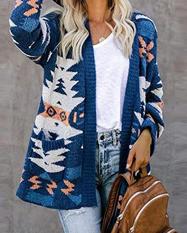 Casual Long-sleeved Knitted Cardigan - Veooy