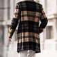 Mens Trench Coat Trendy Plaid Pattern Woolen Button Over Coat