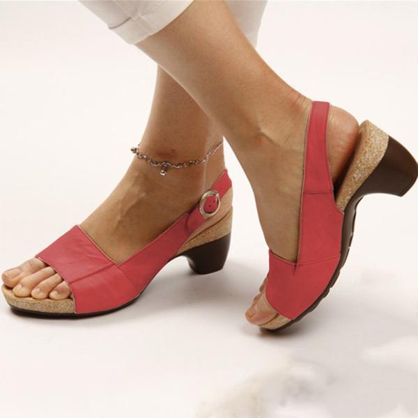 Women Elegant Low Chunky Heel Comfy Sandals *