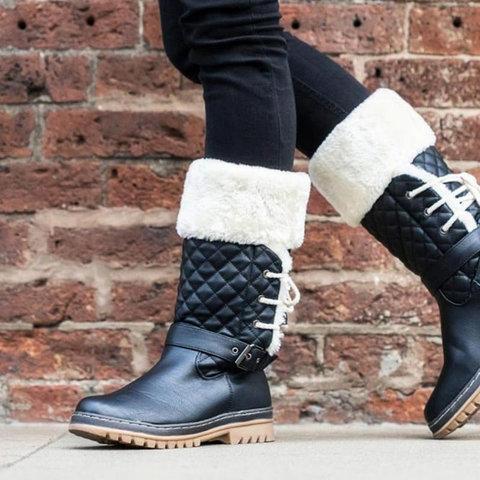 Women's Winter Furry Mid-Calf Snow Boots Plus Size Shoes