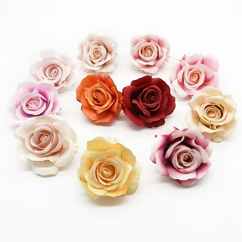 5pcs Artificial Flowers Fake Flowers, Silk Flowers Roses Head For Wedding Decoration DIY Party Festival Home Decor