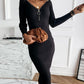 Solid Long Sleeves Bodycon Sweater Little Black/Casual Midi Dresses