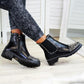*Black Silver Studs Chelsea Ankle Boots - Veooy