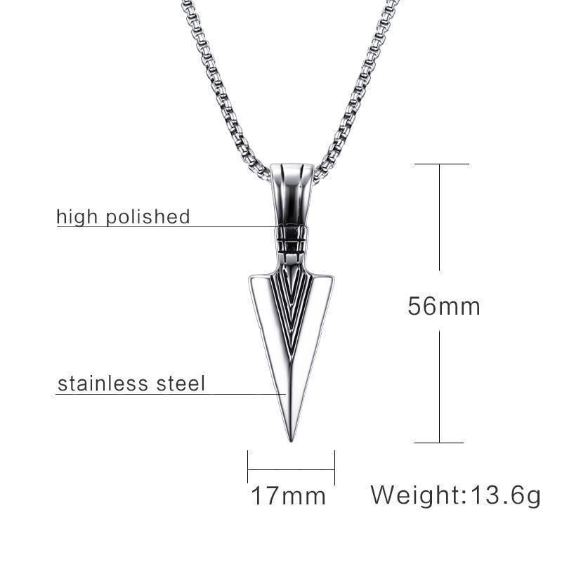 Polished Steel Arrowhead Necklace