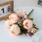 1pc 7-head Artificial Flowers, Silk Peony Bouquet Fake Plants Wedding Bride Holding Flower Vase For Arrangement Home Living Room Decoration Materials
