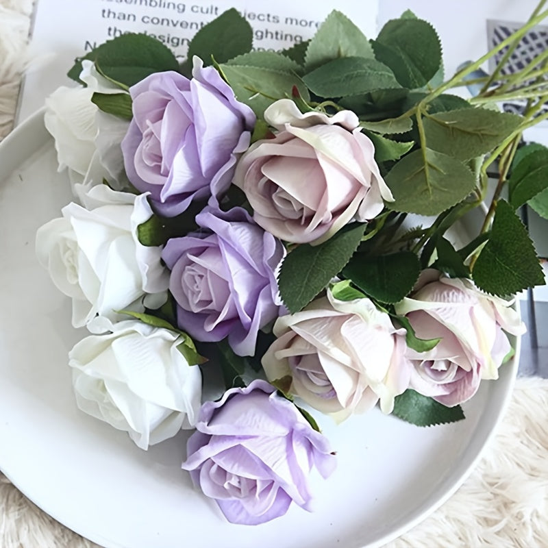 1pc Artificial Flowers Stem, Silk Rose Long Branch Bouquet For Wedding Home Decoration Fake Plants DIY Wreath Supplies Accessories Valentine's Day Gifts Birthday Gifts