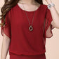 Women&#39;s Plus Size T-shirt Solid Colored Ruffle Tops - veooy