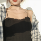 Black color Sexy lace knit tank top #YYL-741 - Veooy