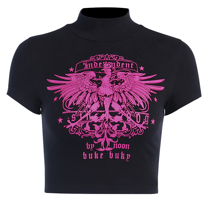 Gothic Streetwear Sexy Bodycon Short Sleeve Short Top Tee Shirts Female - Veooy